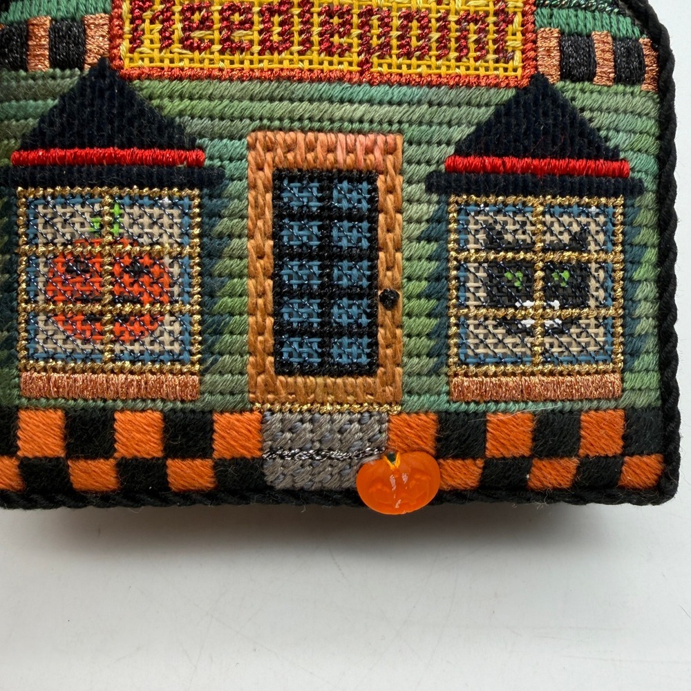 Melissa Shirley Halloween Witch Stitch Needlepoint Haunted House Shelf Sitter - Picture 8 of 11